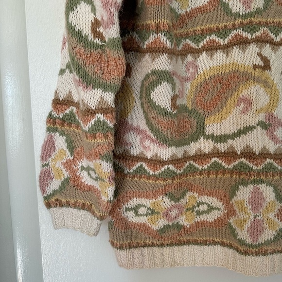 Express Vintage Womens Paisley Cotton Blend Sweater XS Oversize - Picture 4 of 9